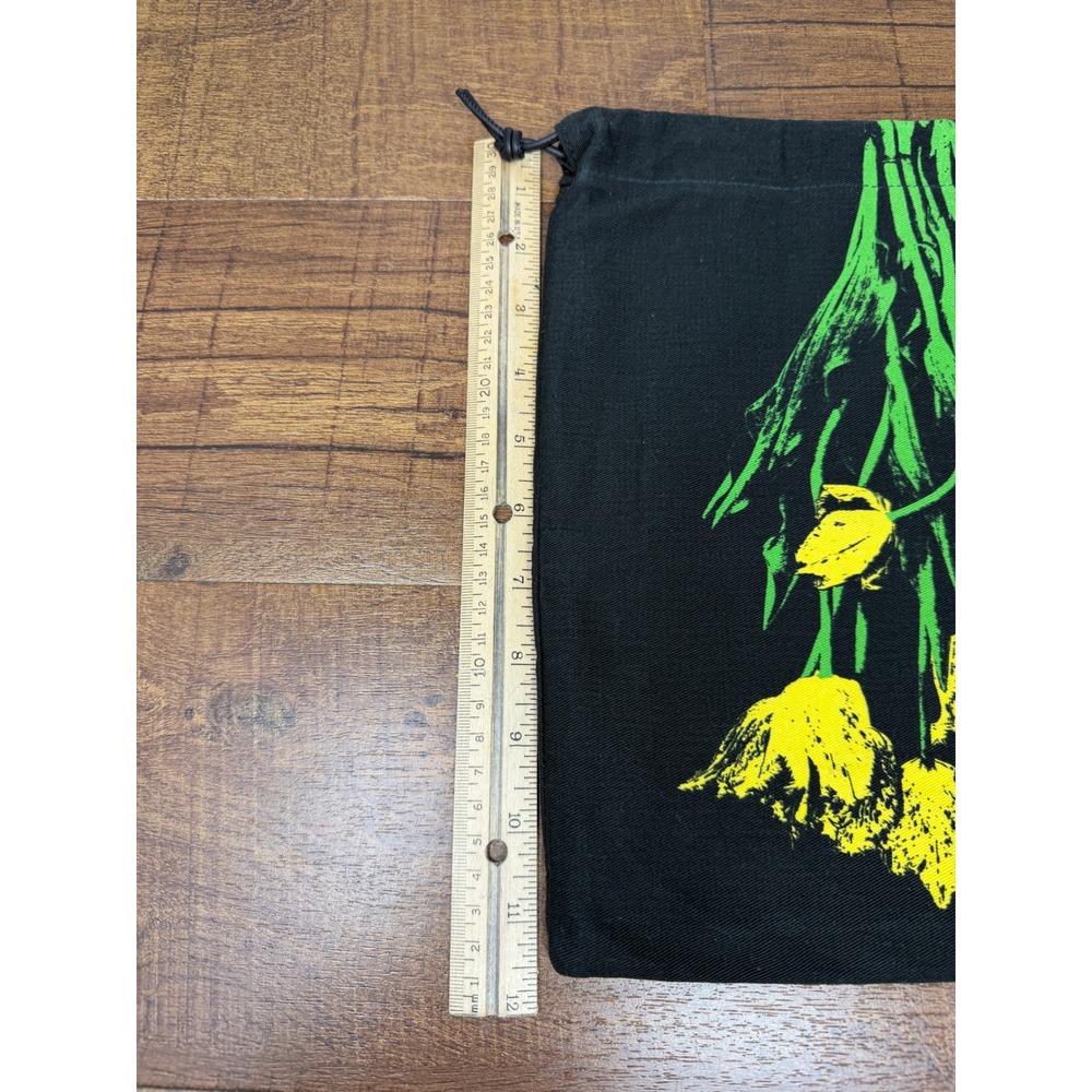 LOEWE Black Canvas Yellow Floral Tulip Drawstring Pouch Bag FLAWED - Picture 13 of 16